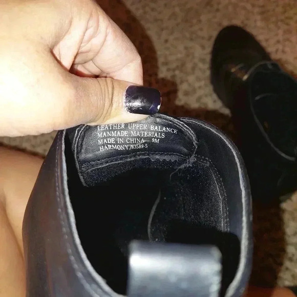 Vintage 1990s Life Stride Leather Ankle Boots Size 9M Black 3 Strap Booties - Picture 3 of 11